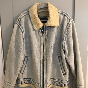 Zara Denim Shearling Jacket - Medium